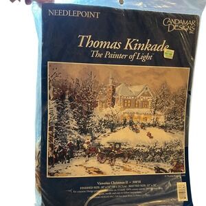 Thomas Kinkade Victorian Christmas Needlepoint Kit 30858 Candamar Sealed 18x14